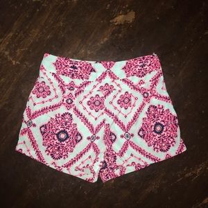 Pink & Navy Blue Paisley Shorts